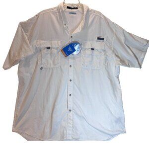 Columbia Mens Fishing Shirt White NEW Short Sleeve 3x Waterproof UPF 50